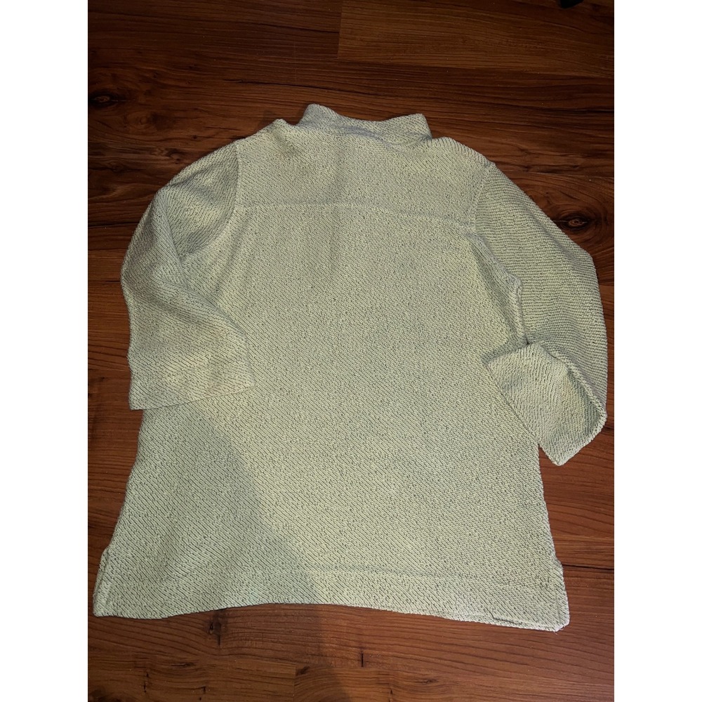 Soft Surroundings Lime Green Marl Button Mock Neck Tunic Sweater Large - Picture 3 of 8